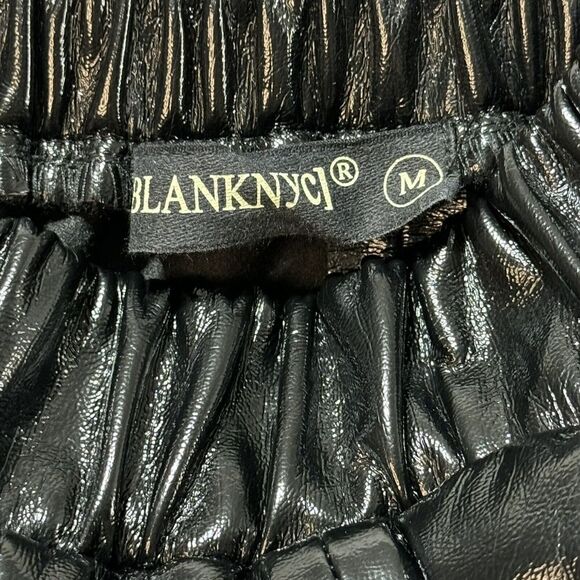 BlankNYC Black Pleather Wide Leg Pants Women's Medium Pull On High Rise Trousers - Picture 8 of 16